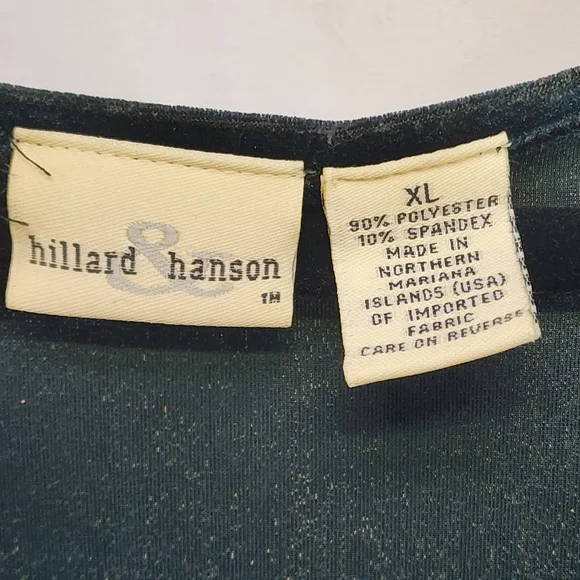 Hillard & Hanson Sz XL Green Velvet Fit & Flare Short Sleeve Made in USA Dress - Picture 10 of 10